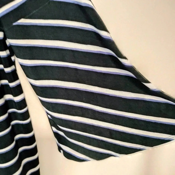 Chico's Travelers Size 3 Striped Top Flutter Sleeves - Picture 4 of 7